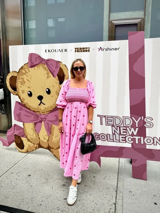 Pink Smocked Maxi Dress with Puff Sleeves - Picture 7 of 9